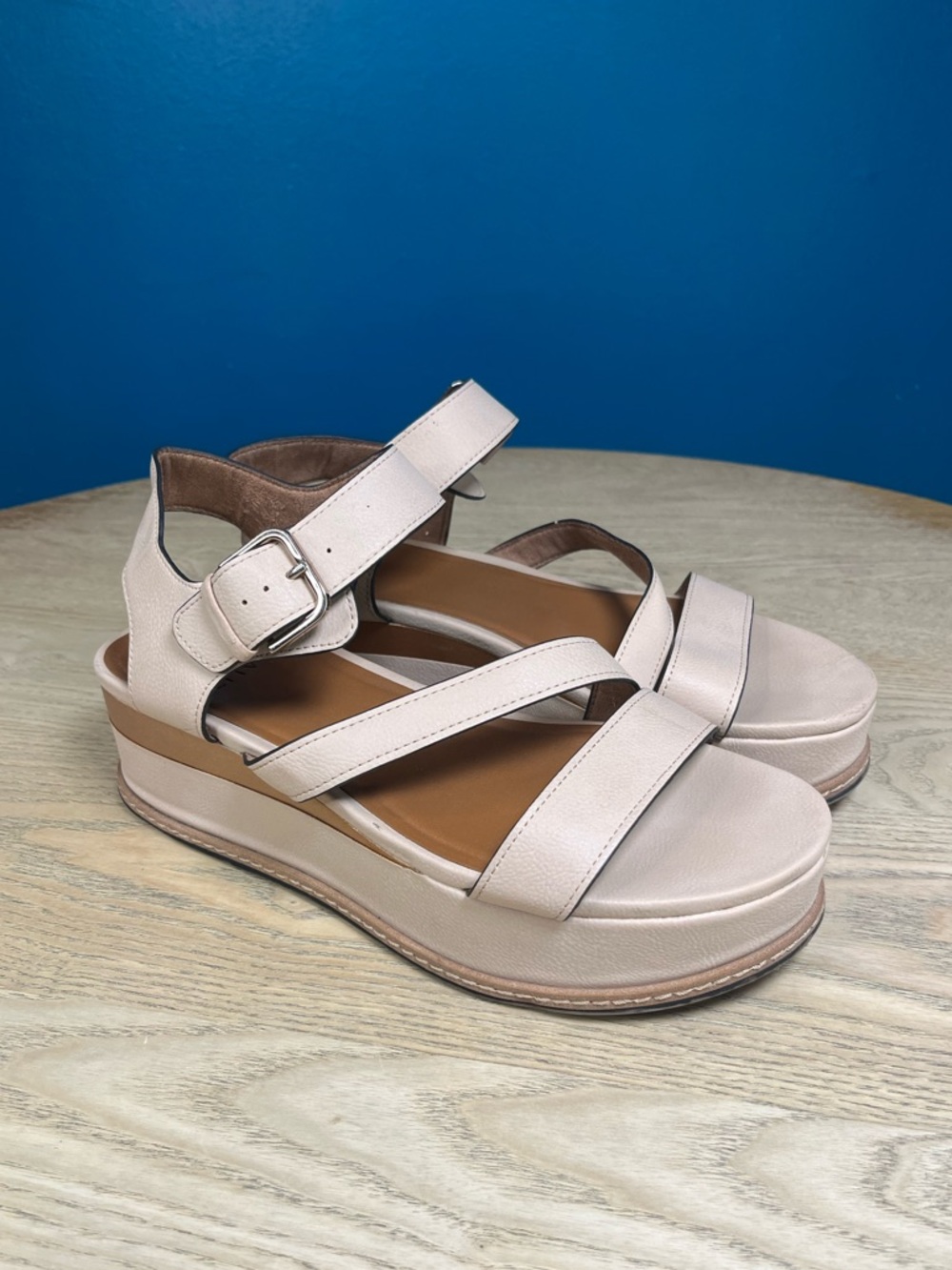 Naturalizer Women's Leather Platform Strappy Comfort Sandals Blush Pink Size 10